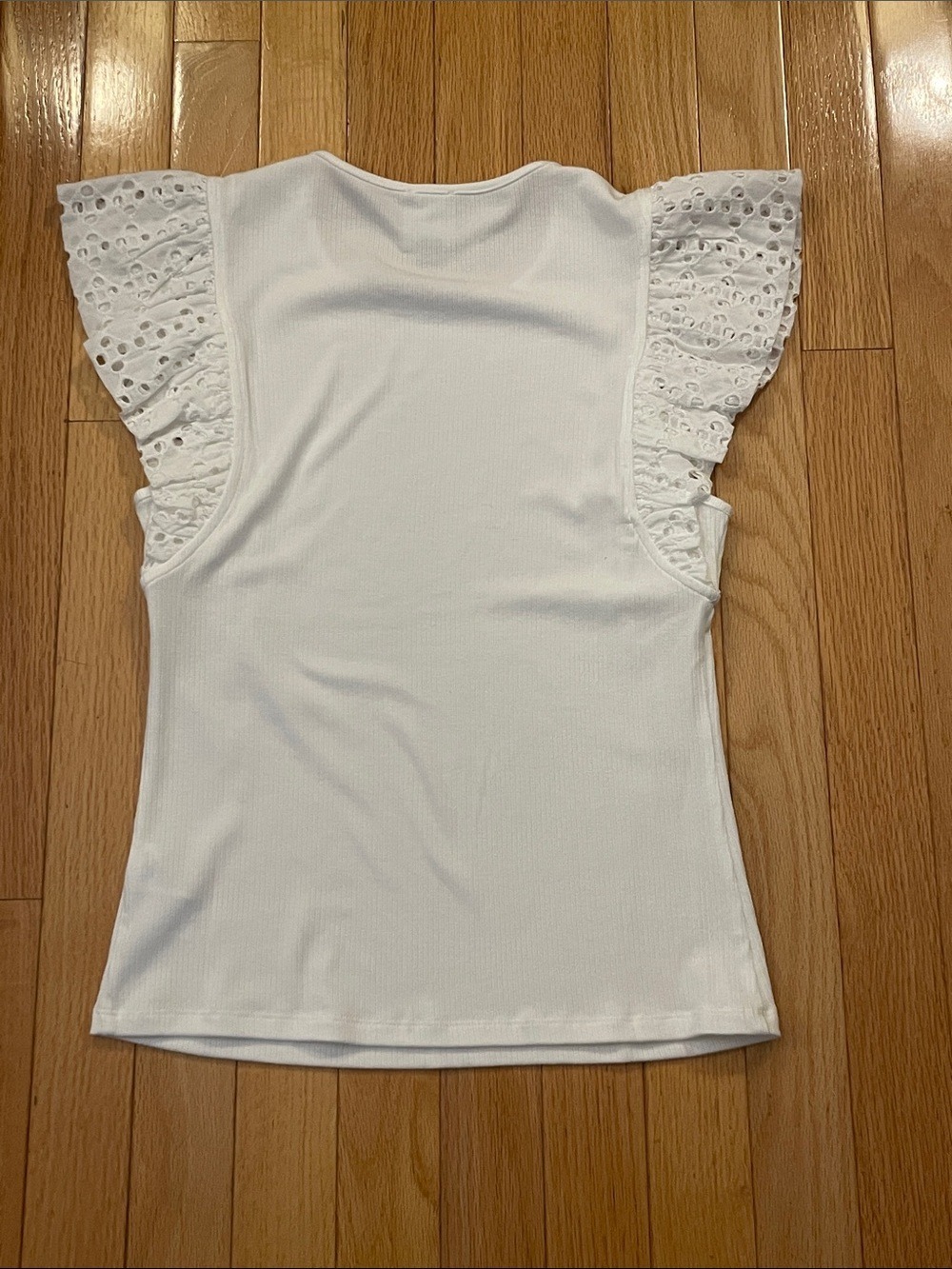CAbi White Eyelet Flutter-Sleeve Tank Top - Picture 2 of 2